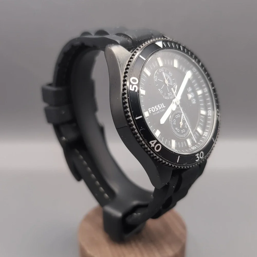 Fossil Mens CH3010 Wakeley Chronograph 44mm Black Silicone Sport Watch